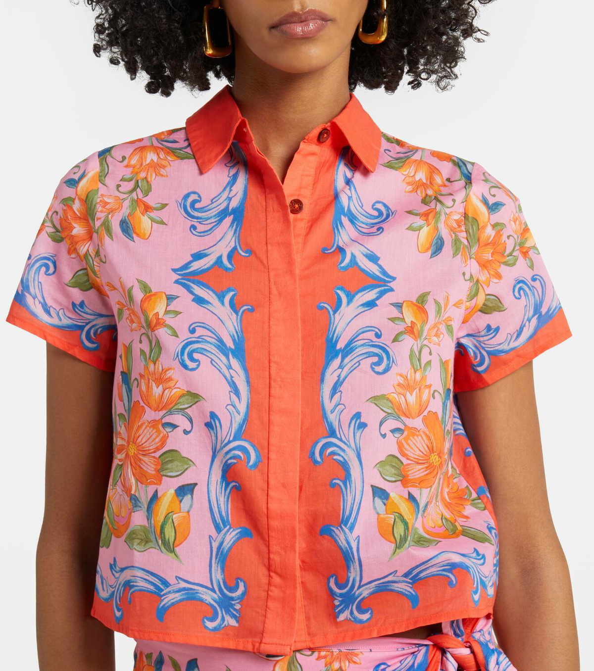 【Farm Rio】 Sicilyフローラルコットンシャツ Farm Rio Sicily floral cotton shirt Farm Rio