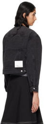 3.1 Phillip Lim Black Crewneck Cropped Denim Jacket