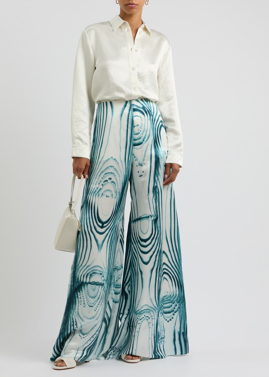 Roksanda Arneau Printed Wide-leg Satin Trousers Multicoloured 1