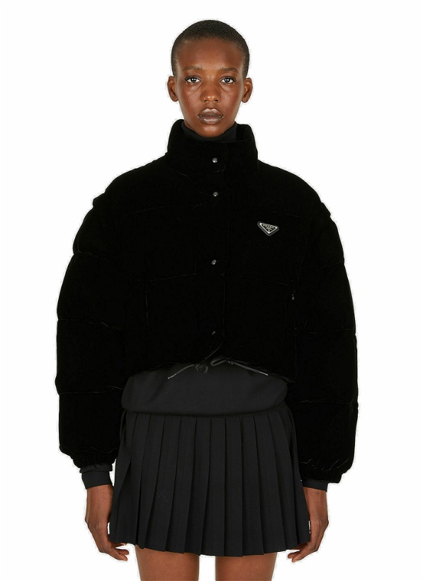 Photo: Velour Puffer Jacket in Black