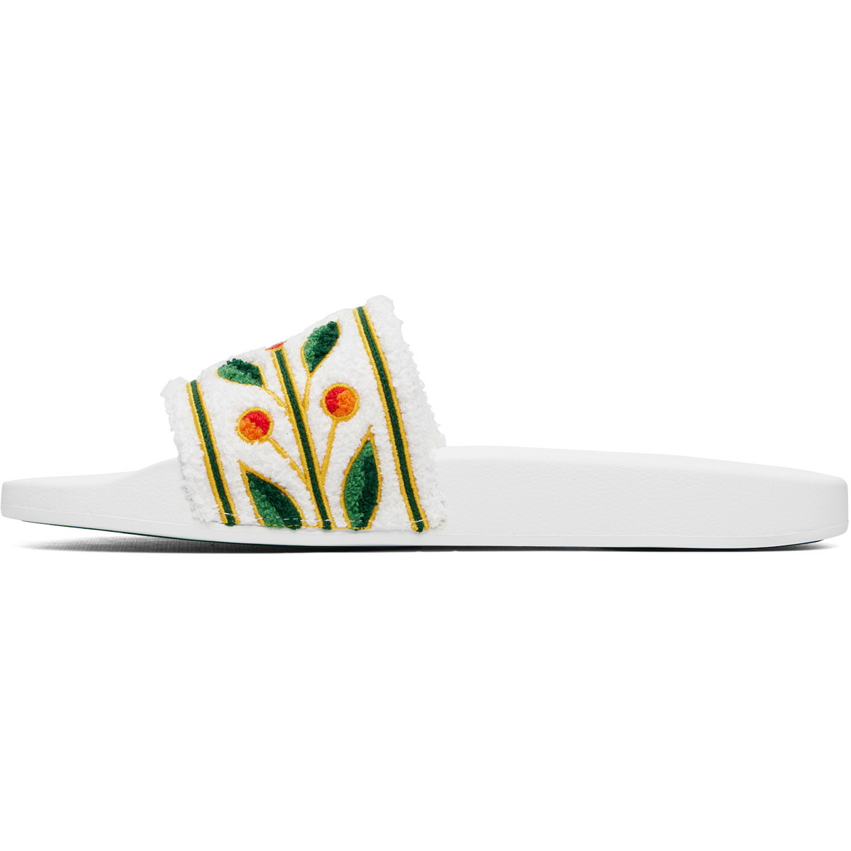 Casablanca White Embroidered Terry Slides