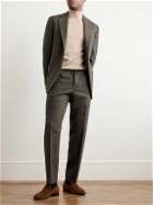 De Petrillo - Straight-Leg Pleated Wool-Blend Flannel Suit Trousers - Brown