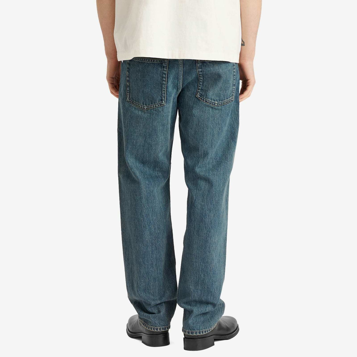 Jil Sander+ Men's Regular Fit Five Pocket Selvedge Cut Jeans in Blue