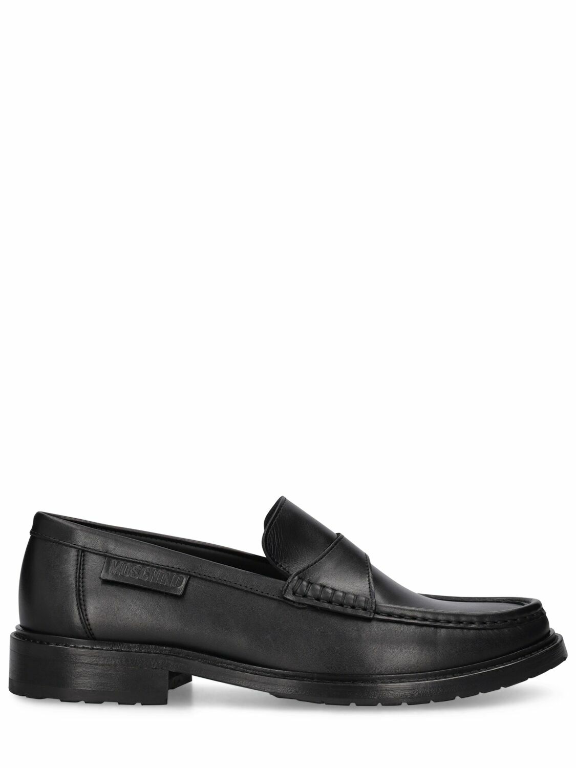 Moschino logo-plaque detail loafers - Black