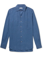 Loro Piana - André Houndstooth Linen Shirt - Blue