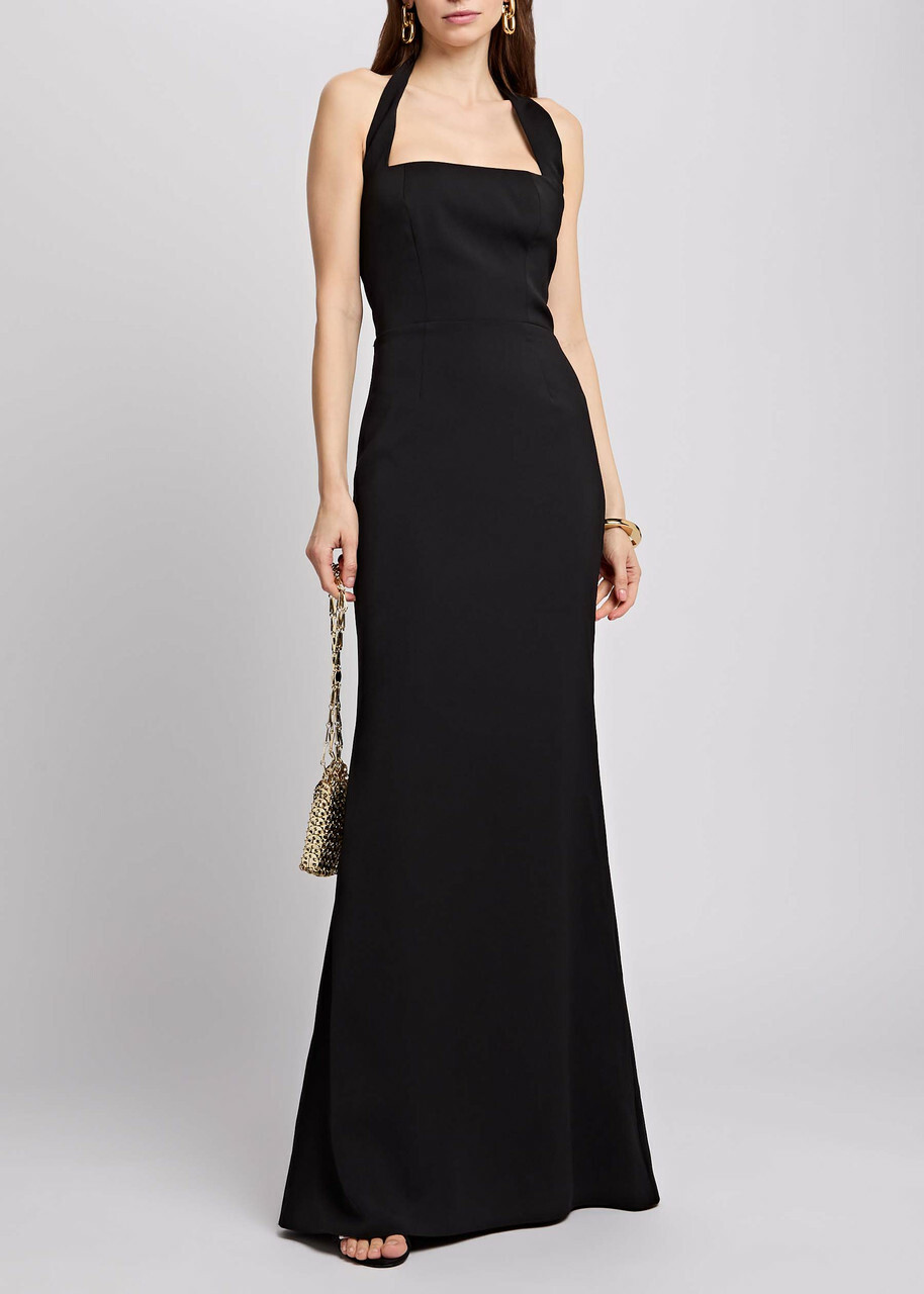 fitted lace wedding dress Lilla P Twill Princess Seam Maxi Dress Black / M