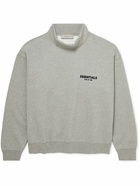 FEAR OF GOD ESSENTIALS - Logo-Flocked Cotton-Blend Jersey Mock-Neck Sweatshirt - Gray