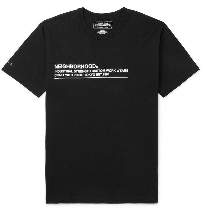 Photo: Neighborhood - Logo-Print Cotton-Jersey T-Shirt - Black