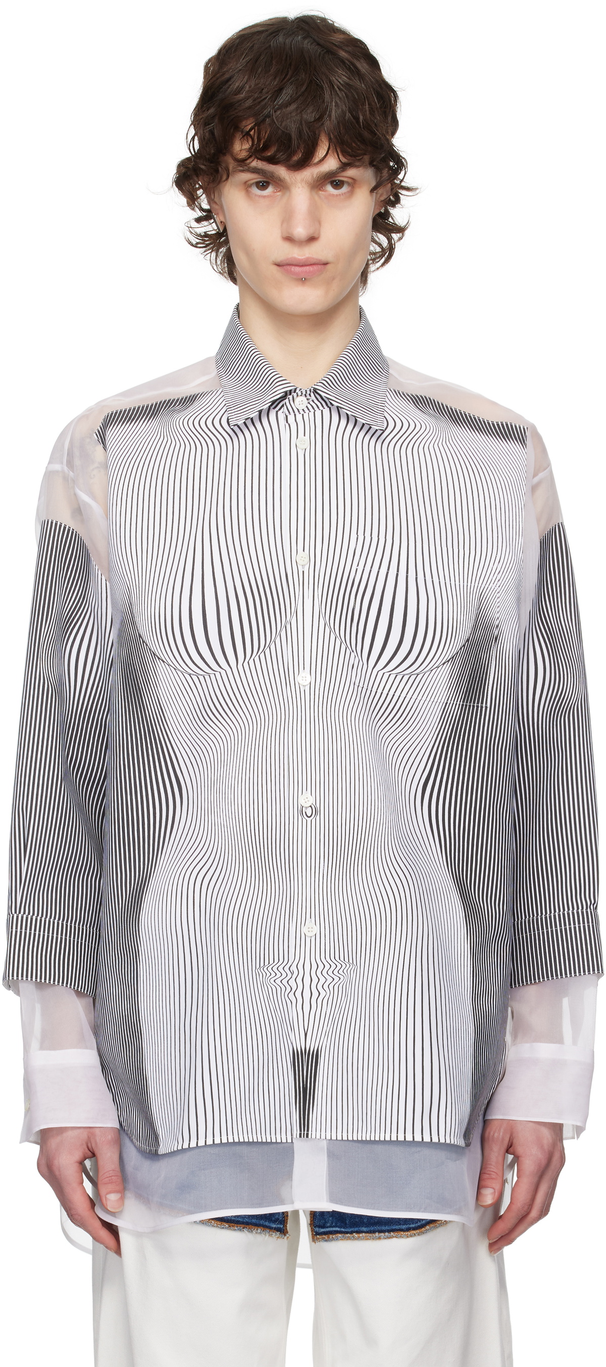訳あり商品 & White Black Morphing Body Pinstripe Grand Petit 'The トップス