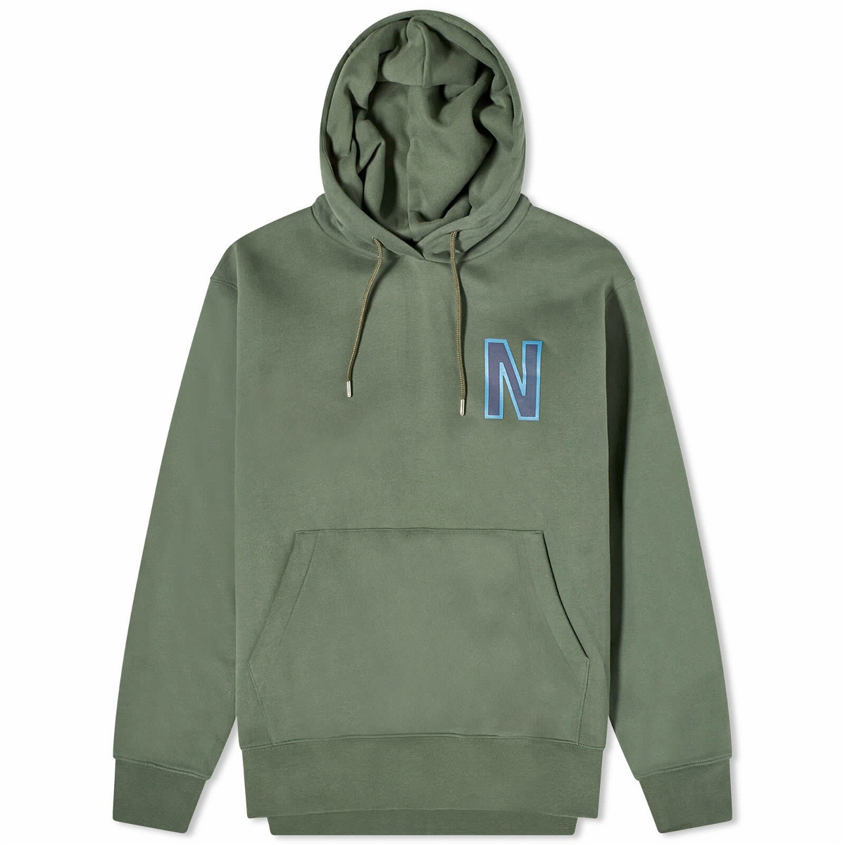 Photo: Norse Projects Men's Arne Relaxed N Logo Hoodie in Spruce Green