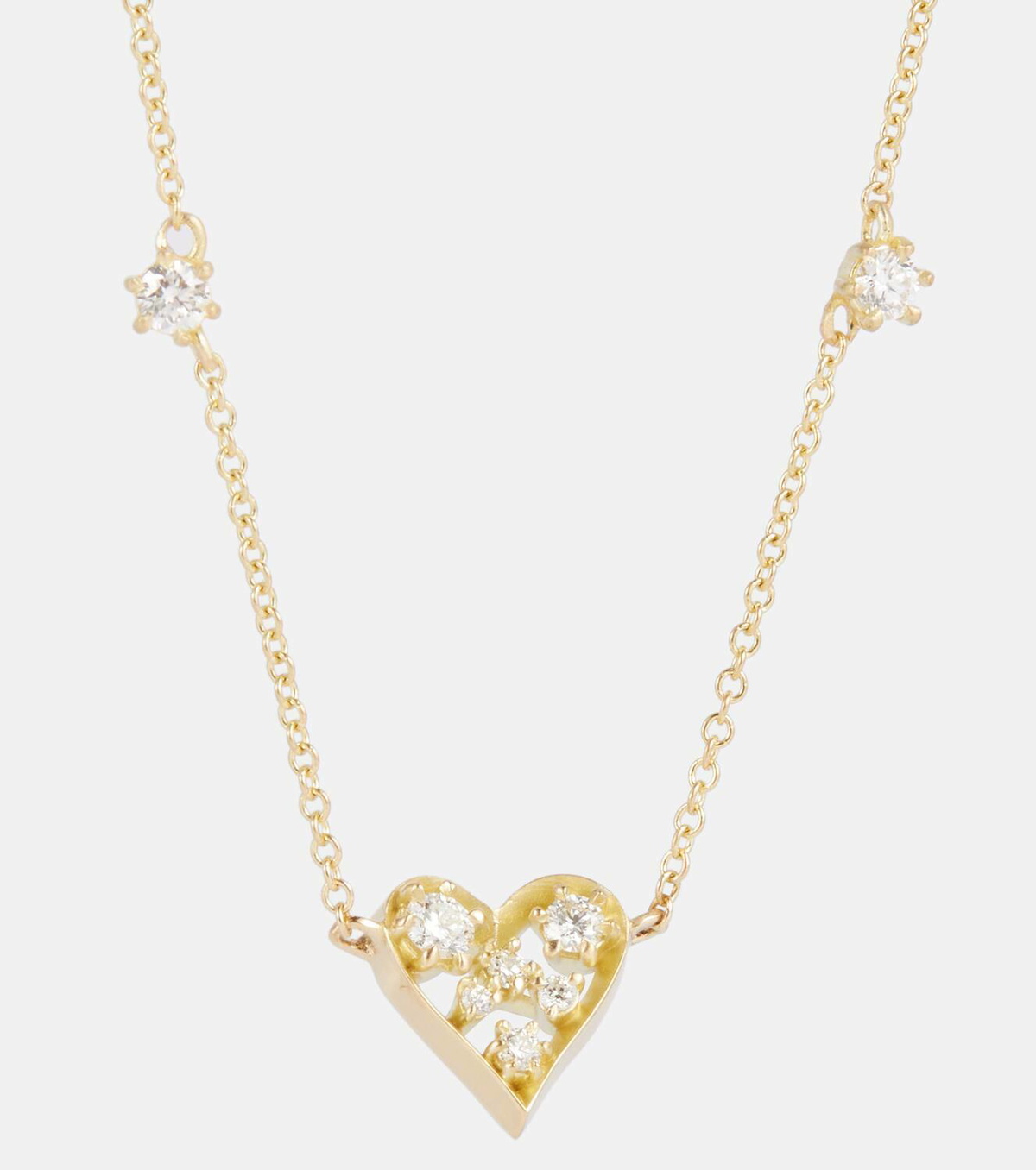 Jade Trau Margot Heart Mini 18kt gold necklace with diamonds
