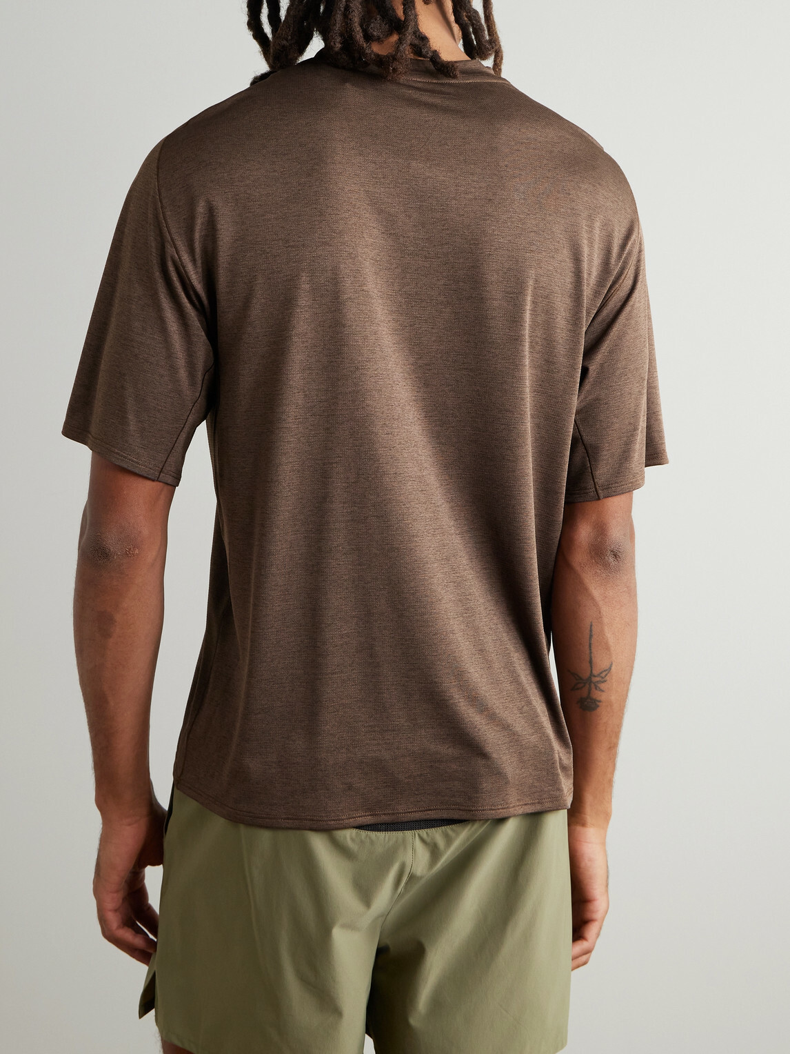 Portal - Lateral Peak Logo-Print Recycled-Jersey T-Shirt - Brown