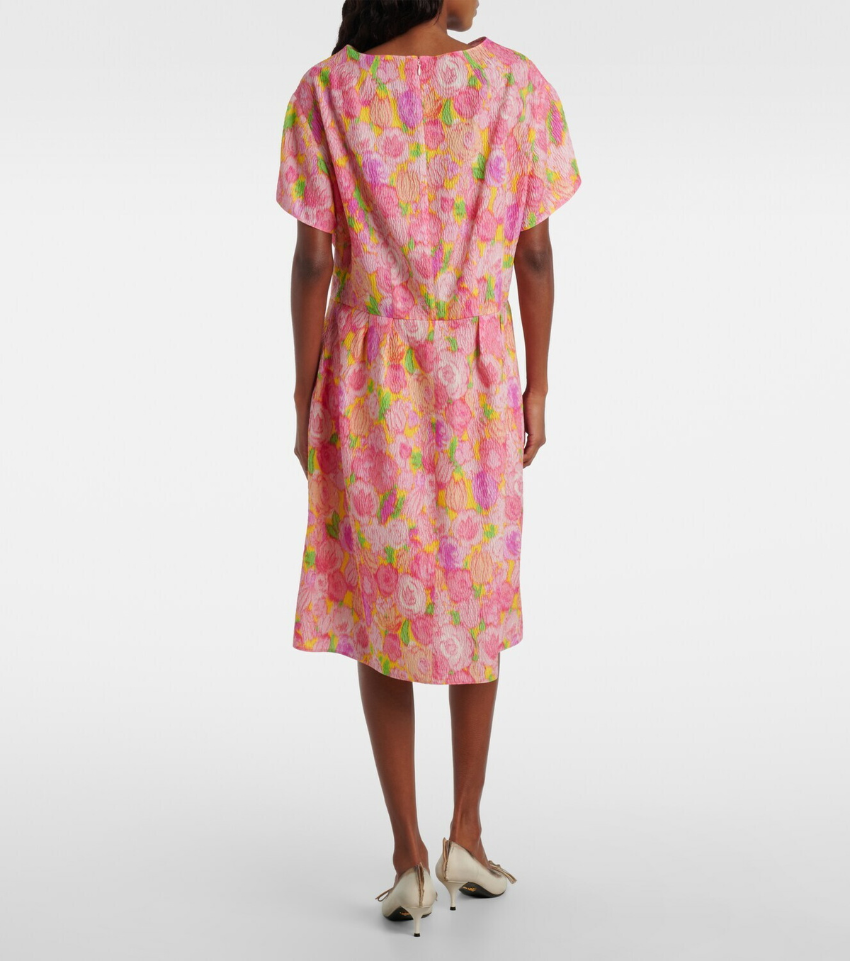 Prada Floral silk-blend cloqué midi dress