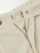 Brunello Cucinelli - Straight-Leg Pleated Cotton-Corduroy Trousers - Neutrals