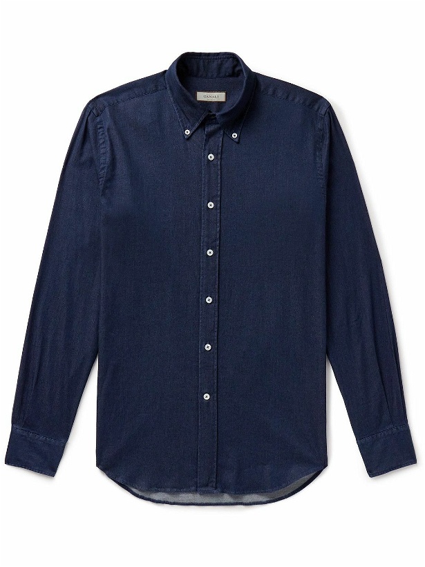 Photo: Canali - Button-Down Collar Cotton-Blend Chambray Shirt - Blue