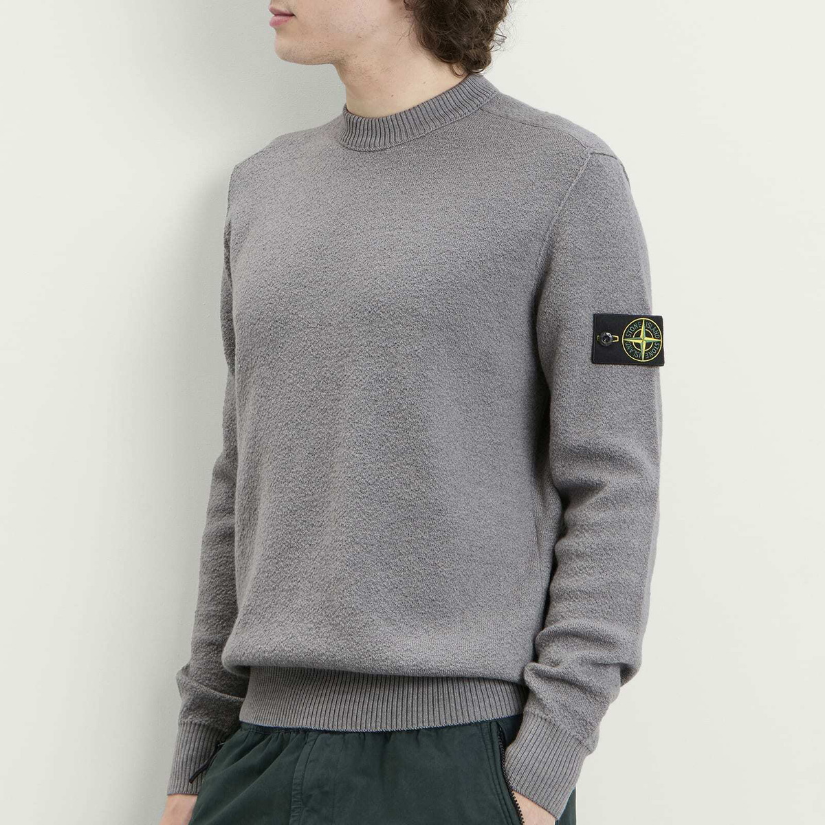 Stone Island Men's Textured Stitch Jumper in Ash Grey