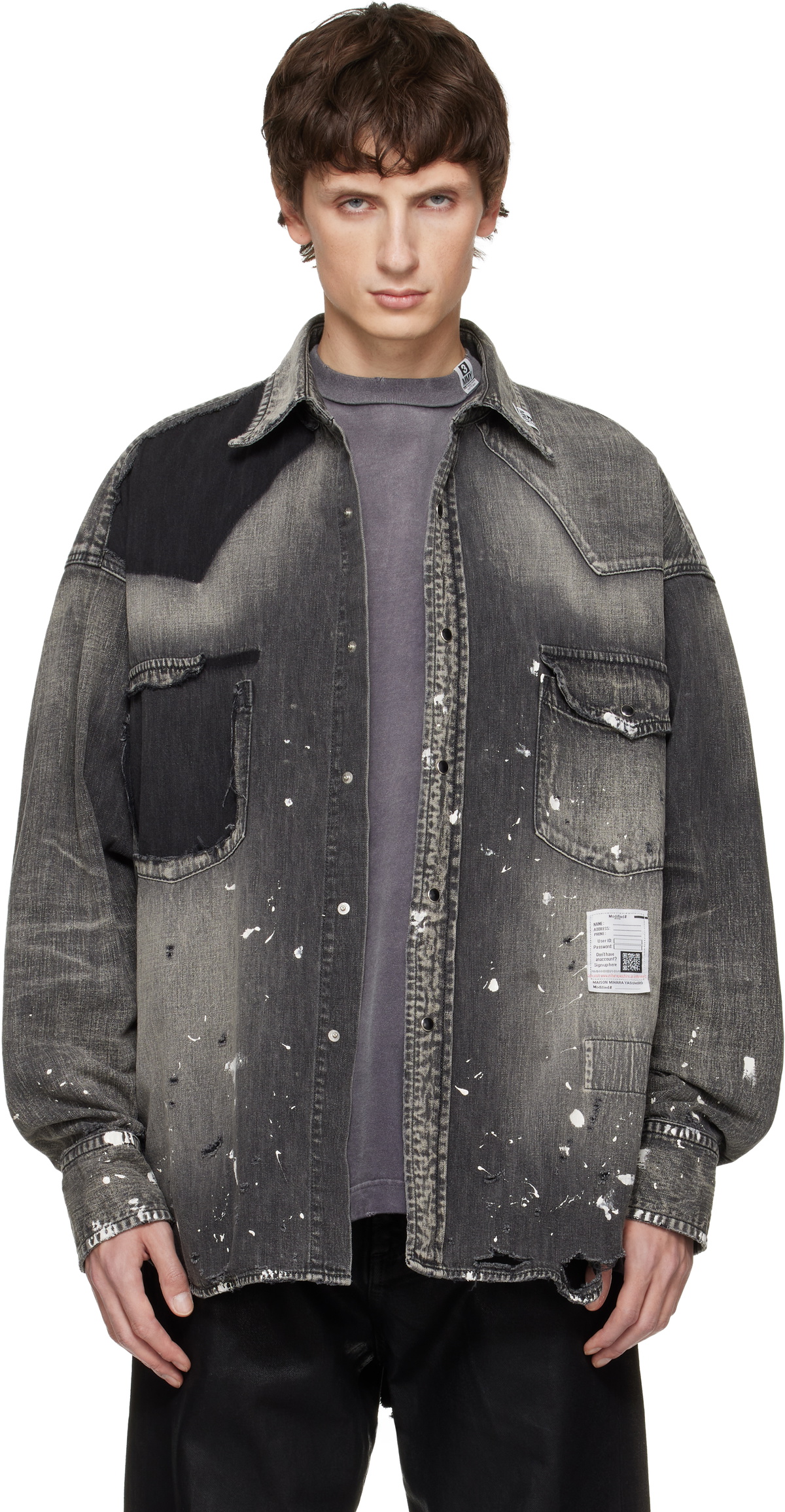 Maison MIHARA YASUHIRO Black Distressed Denim Shirt