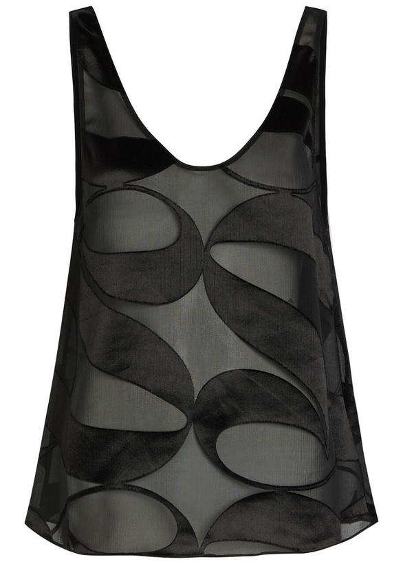 Photo: Delos Mira Devoré Georgette top Black