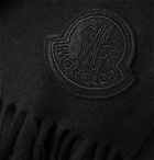 Moncler - Logo-Appliquéd Fringed Wool Scarf - Black