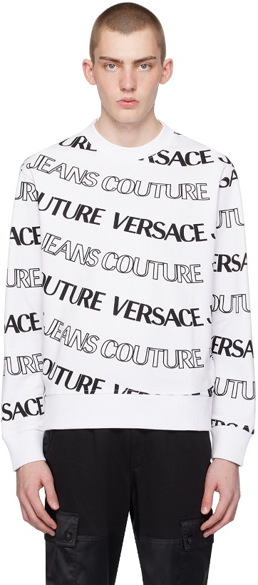Photo: Versace Jeans Couture White Logowave Sweatshirt