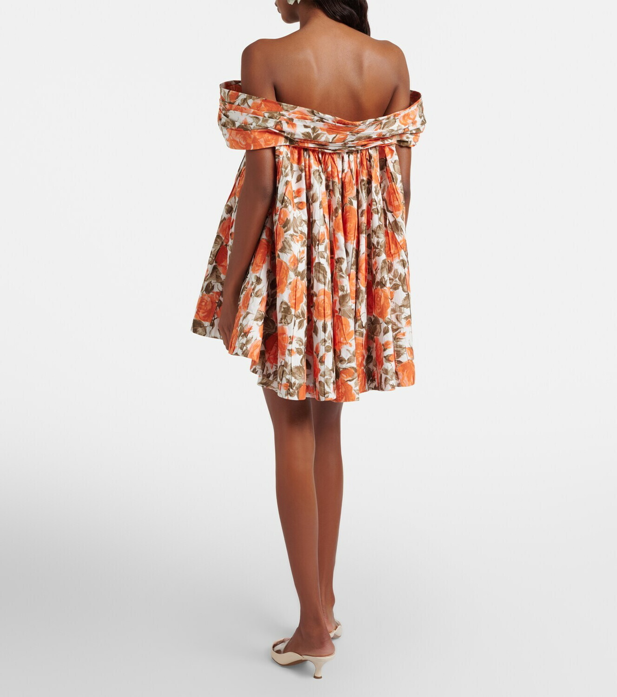 Chloé Floral pleated cotton poplin minidress