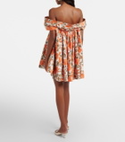 Chloé Floral pleated cotton poplin minidress