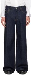 FUMITO GANRYU Navy Reverse 5P Jeans