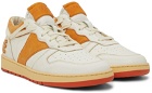 Rhude SSENSE Exclusive White & Orange Rhecess Low Sneakers