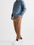 MR P. - Spray-Dyed Cotton and Lyocell-Blend Twill Overshirt - Blue - XS