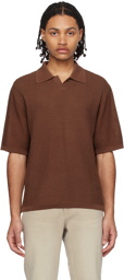 Solid Homme Brown Open Placket Polo