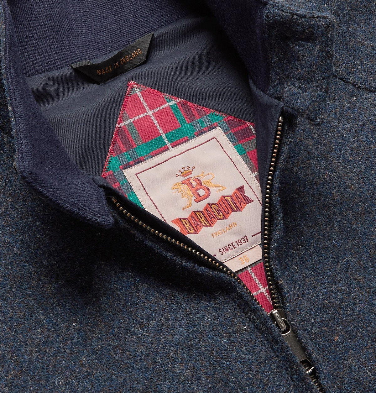 Baracuta - G9 Virgin Wool-Tweed Harrington Jacket - Blue Baracuta