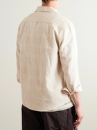 Mr P. - Convertible-Collar Striped Cotton and Linen-Blend Voile Shirt - Neutrals