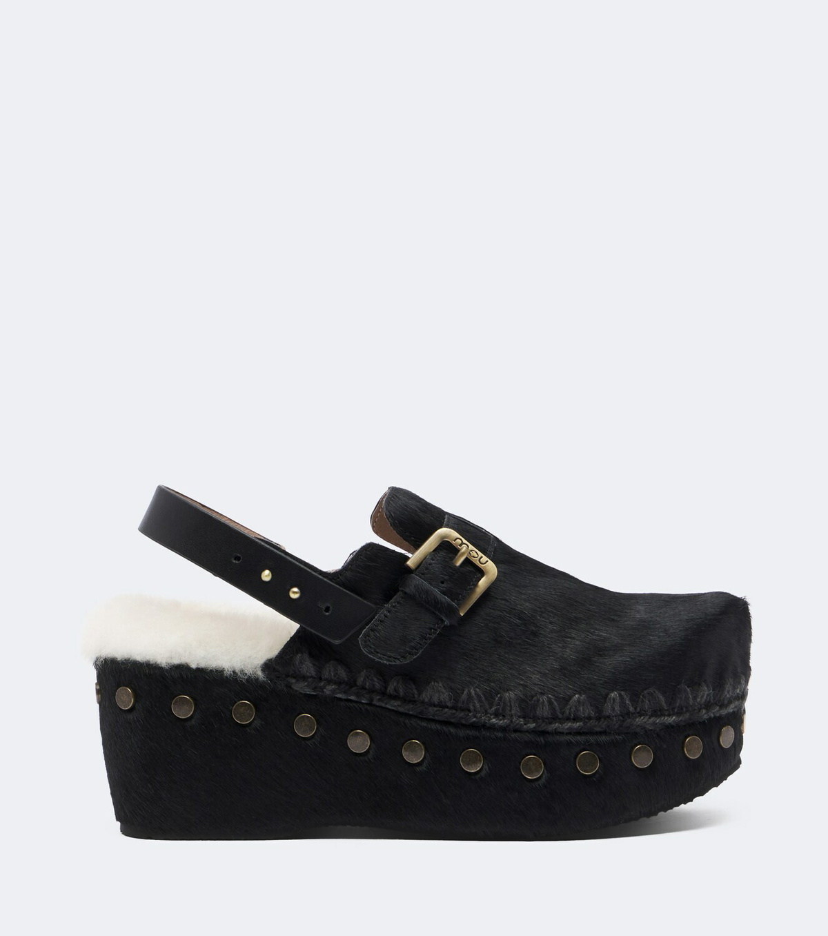 Mou Shearling-lined calf hair clogs