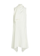 Khaite Loell Draped Crepe de Chine Midi Dress Off White