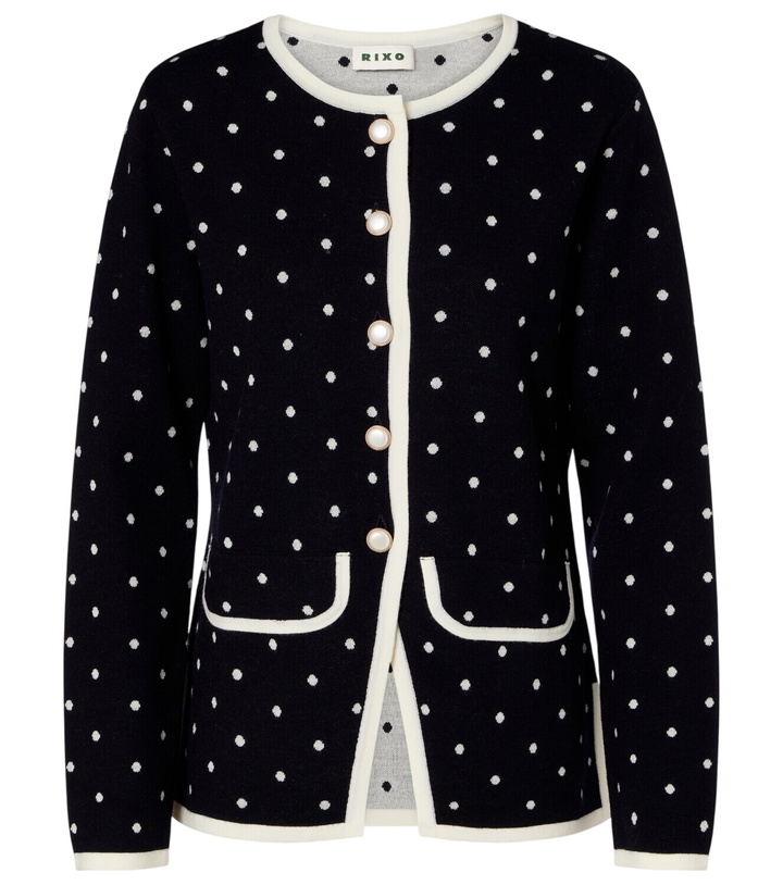 Photo: Rixo Mirja polka-dot wool-blend cardigan