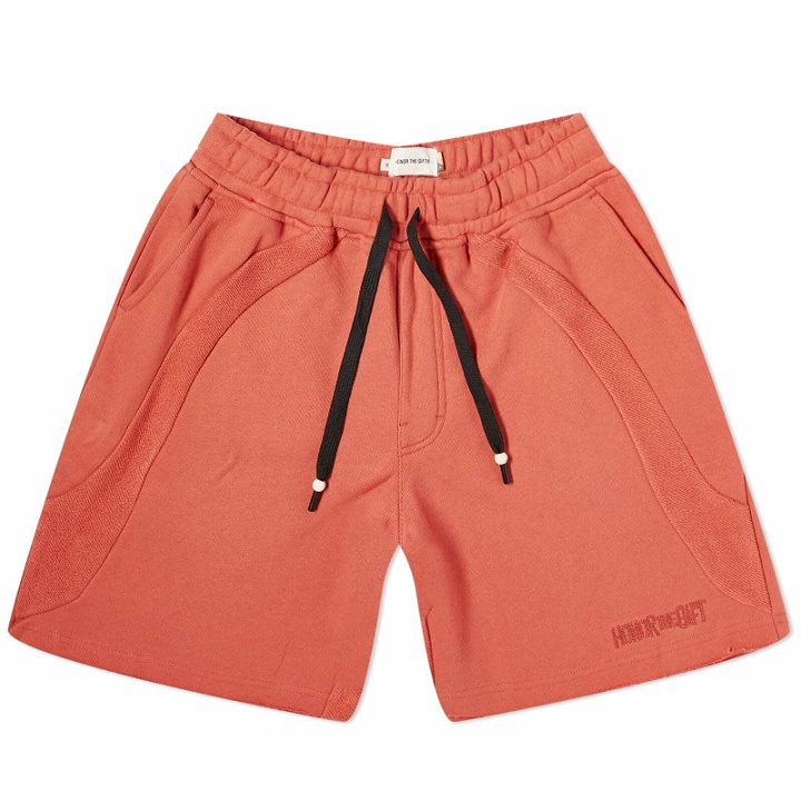 Photo: Honor the Gift Men's Terry Panel Shorts in Brick