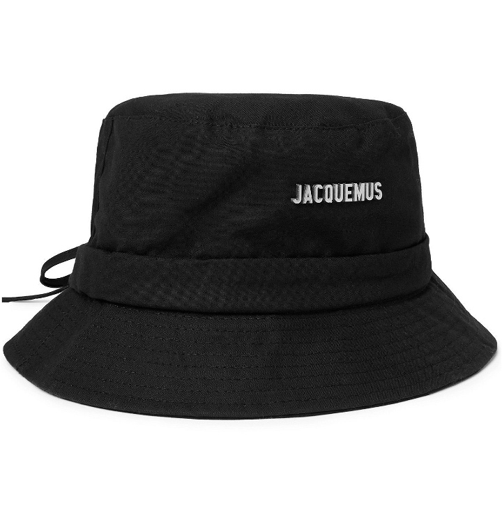Photo: JACQUEMUS - Le Bob Logo-Embellished Cotton-Canvas Bucket Hat - Black