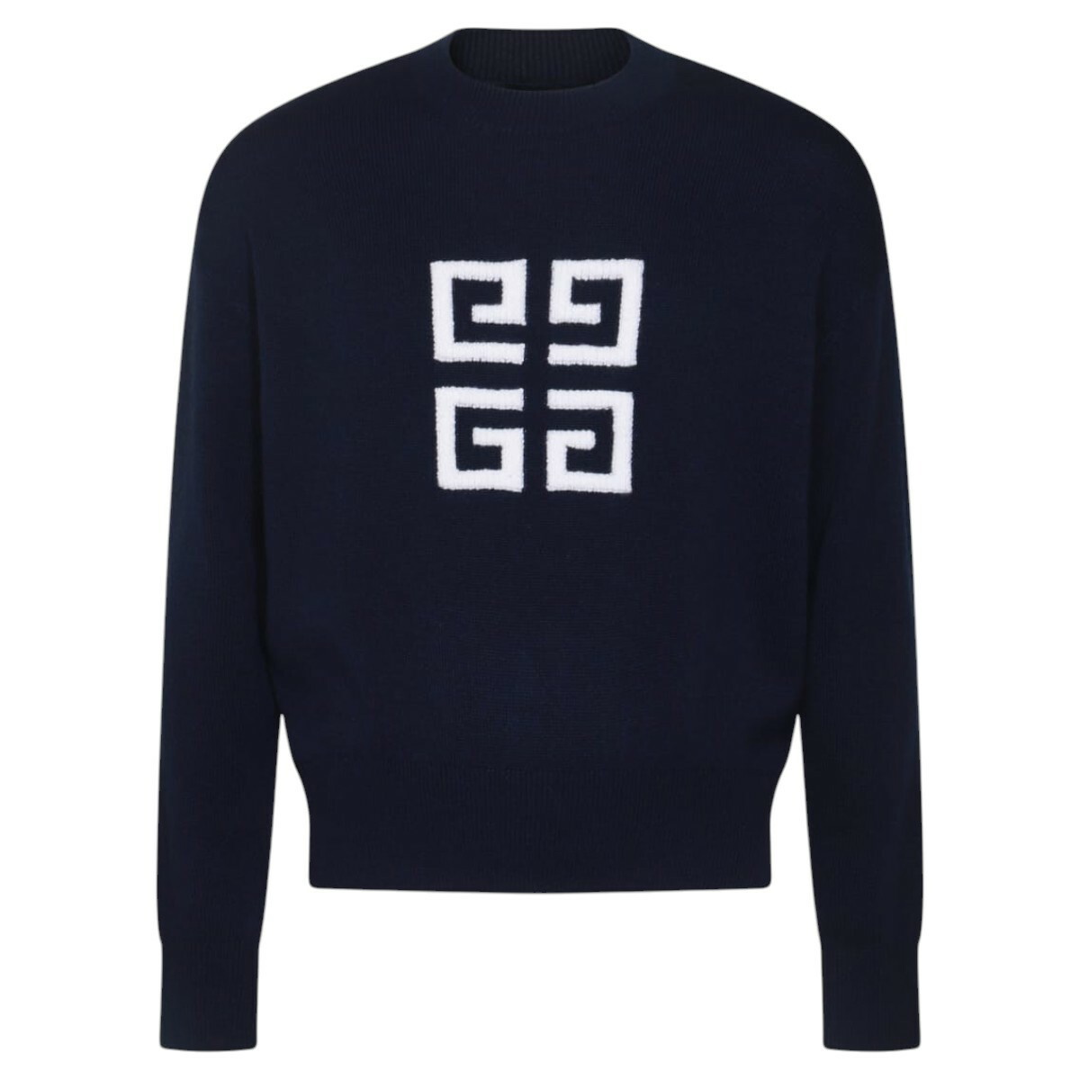 Givenchy White and Black Wool Jacquard Chain Sweater Givenchy