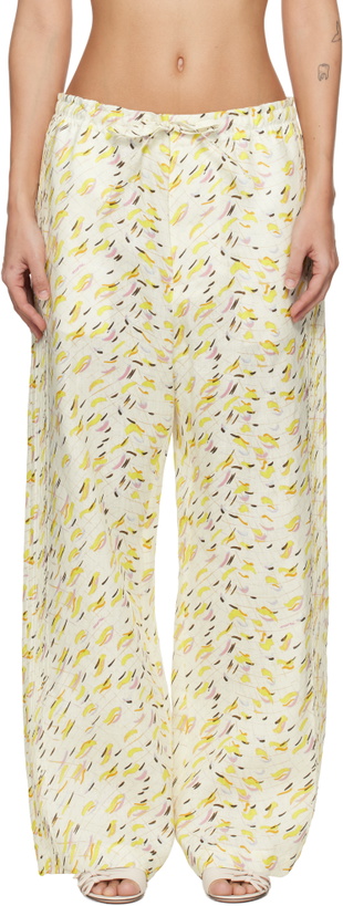 Photo: Marni Yellow Linen 'Brushstroke Wave' Print Trousers