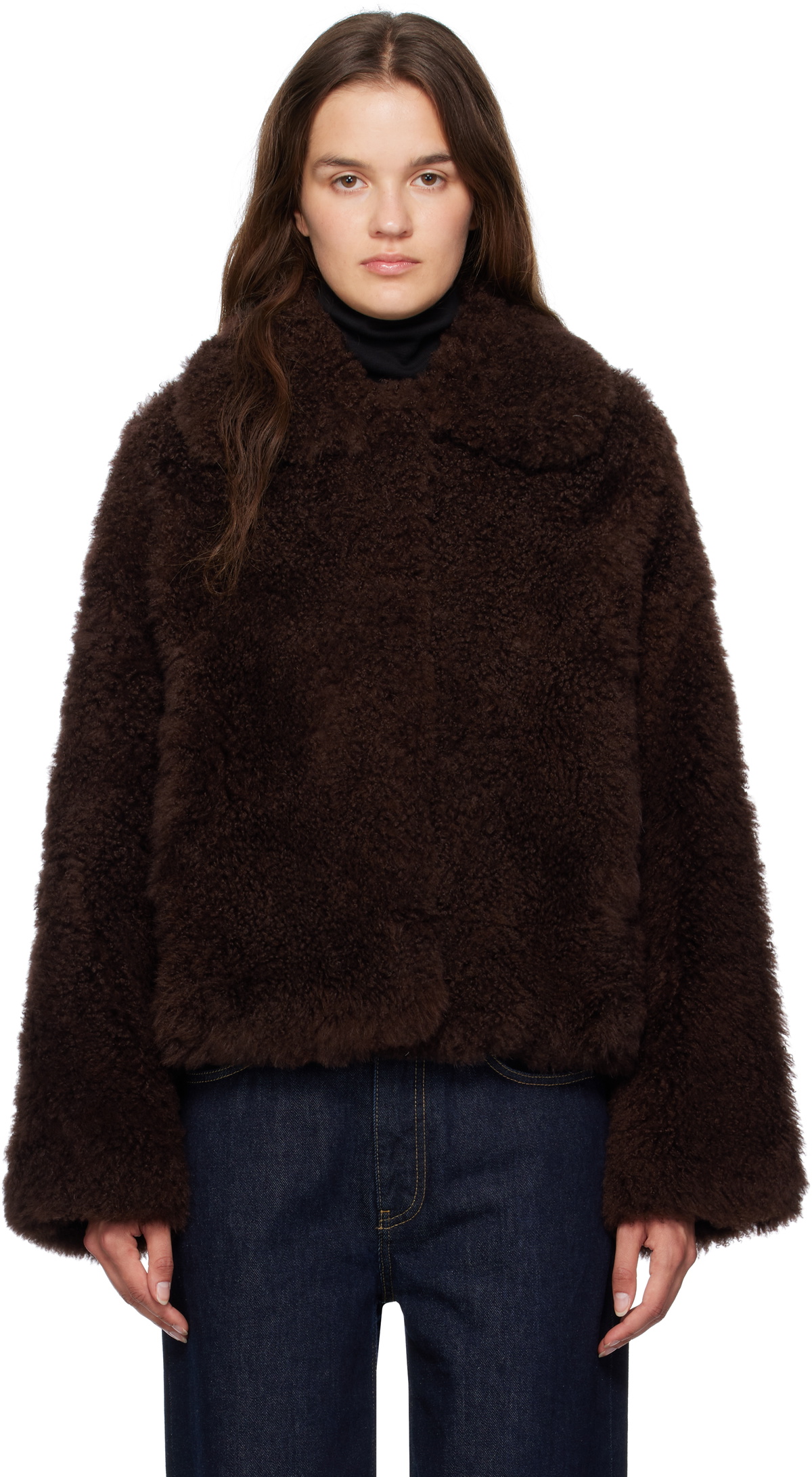 Yves Salomon Brown Long Hair Jacket