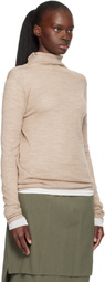 Lauren Manoogian Beige Super Fine Funnel Turtleneck