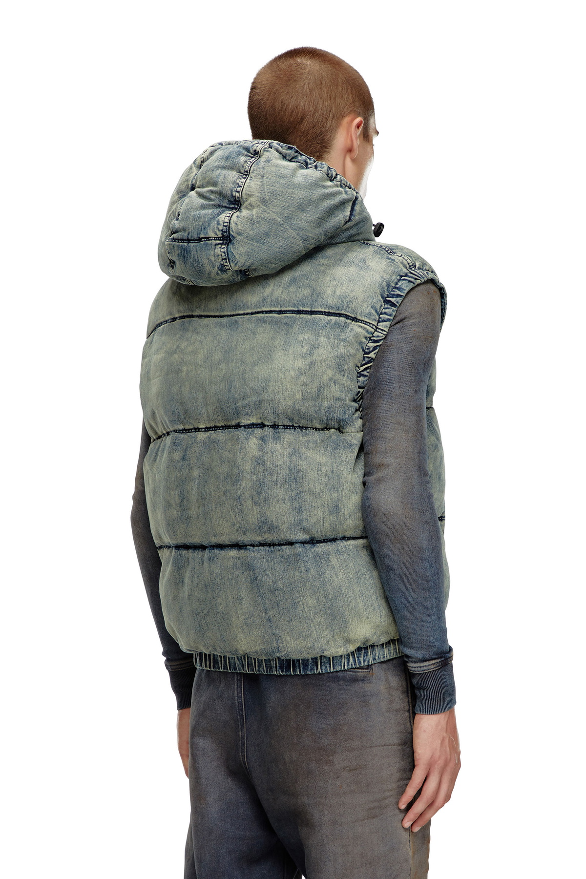 Diesel Padded vest in faded denim - Winter Jackets Mens in