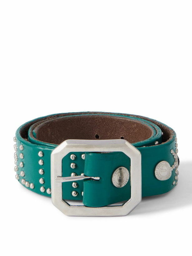 Photo: Gallery Dept. - Croc-Effect Trimmed Studded Leather Belt - Blue
