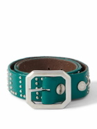 Gallery Dept. - Croc-Effect Trimmed Studded Leather Belt - Blue