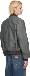 Dolce&Gabbana Gray Oversize Linen Bomber Jacket