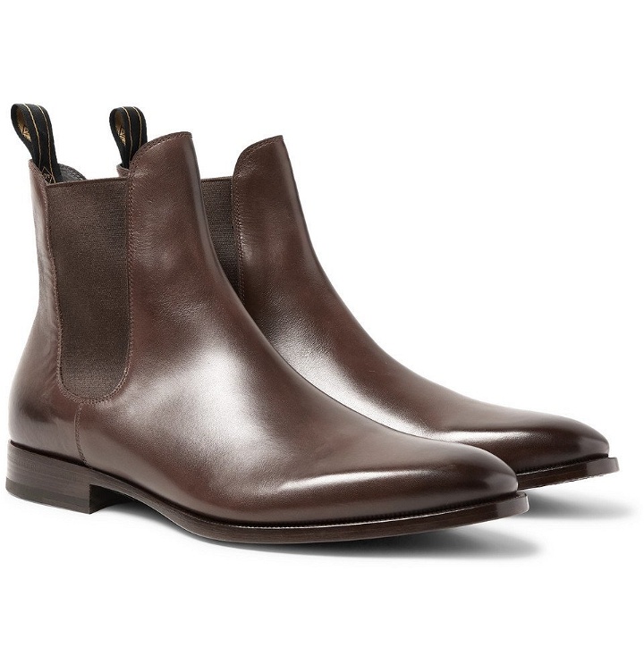 Photo: Dunhill - Burnished-Leather Chelsea Boots - Men - Dark brown