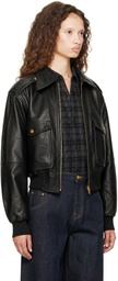WILLY CHAVARRIA Black Cropped Leather Jacket