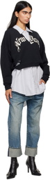 R13 Black 'New York' Cropped Sweatshirt