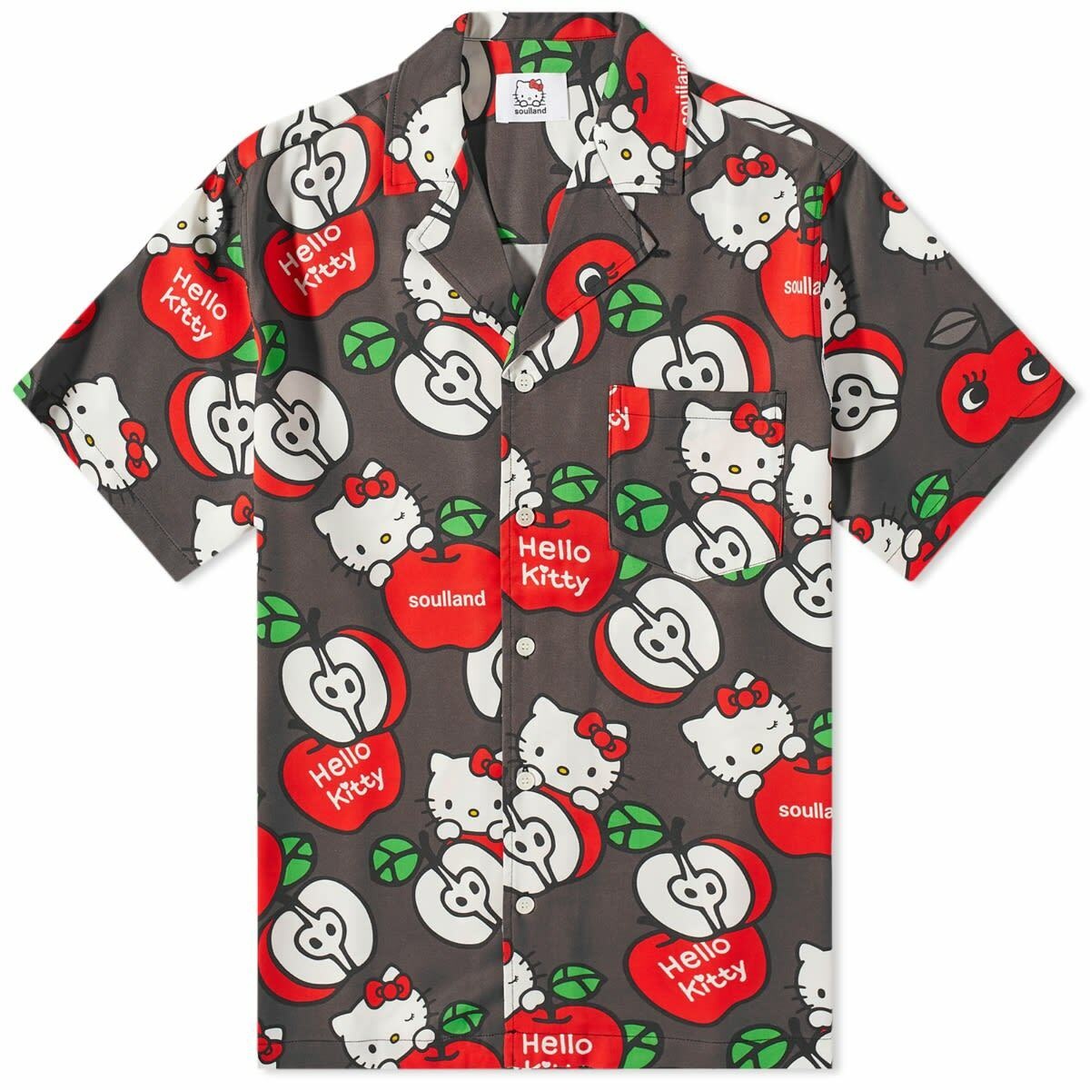 Photo: Soulland x Hello Kitty Orson Apple Vacation Shirt in Black Aop