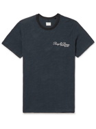 Rag & Bone - Varsity Flame Logo-Embroidered Cotton-Jersey T-Shirt - Blue